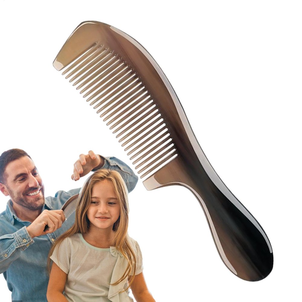 Buffalo Horn Comb, Ox Horn Comb | Natural Anti-Static Wide-Tooth Hair Comb