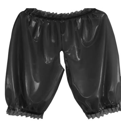 LIXIAAOOKWEDG Handmade Latex Boxer Shorts, Black, 0.45 mm, Size S
