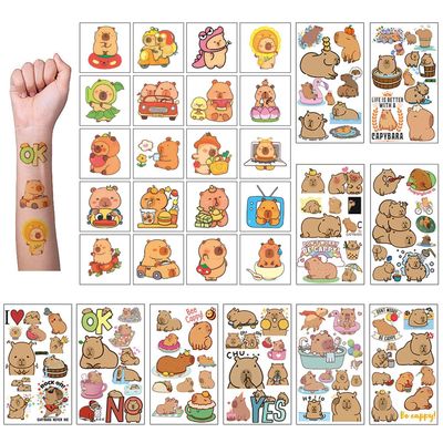 30 Cartoon Capybara Temporary Tattoo Stickers for Kids