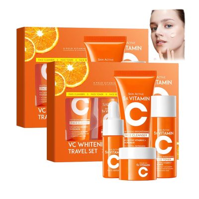 Vitamin C Facial Skincare Travel Sets, 4-Piece Moisturizing Face Care Set (2 Sets)