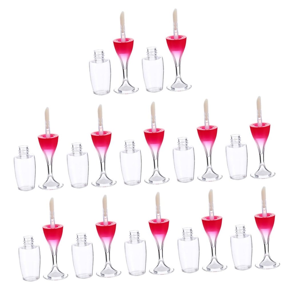 VICASKY 24 Refillable Plastic Lip Gloss Containers, Wine Glass Shape, Leakproof