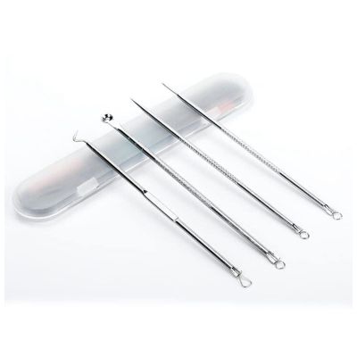 HZWMQDLF Acne Needles, 4-Piece Stainless Steel Pimple and Blackhead Remover Set