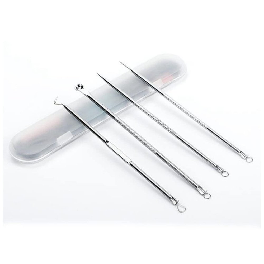 HZWMQDLF Acne Needles, 4-Piece Stainless Steel Pimple and Blackhead Remover Set