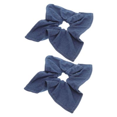 2-Pack Blue Retro Denim Fabric Hair Ties