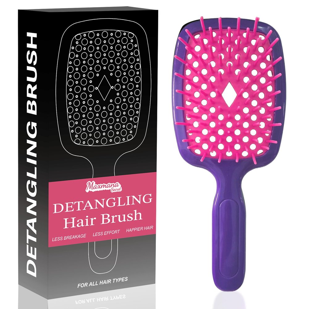 Maxmana Secret Detangling Hair Brush and Massage Comb, Violet-Red