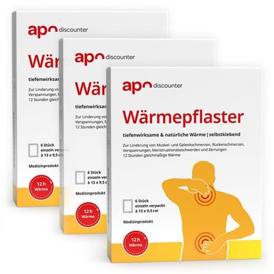 apodiscounter Heat Patches for Neck, Shoulders & Back, 12-Hour Therapeutic Deep Heat, 3 x 6 Patches