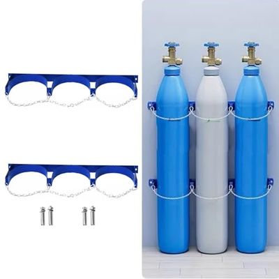 Oxygen Safety Clamps/Propane Tank Holder with Safety Chain, Wall-Mounted Holder for 40-Liter Gas Cylinders, 2-Pack