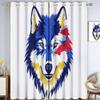 CECE&COLE Blackout Thermal Curtains, 2-Piece Set, H137 x W117 cm, Wolf Head Print view 1