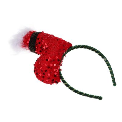 Festive Red Sequin Christmas Plush Headband for Women