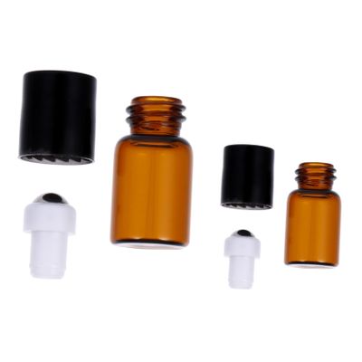 VICASKY Brown Glass Roll-On Bottles with Rollerballs, Refillable