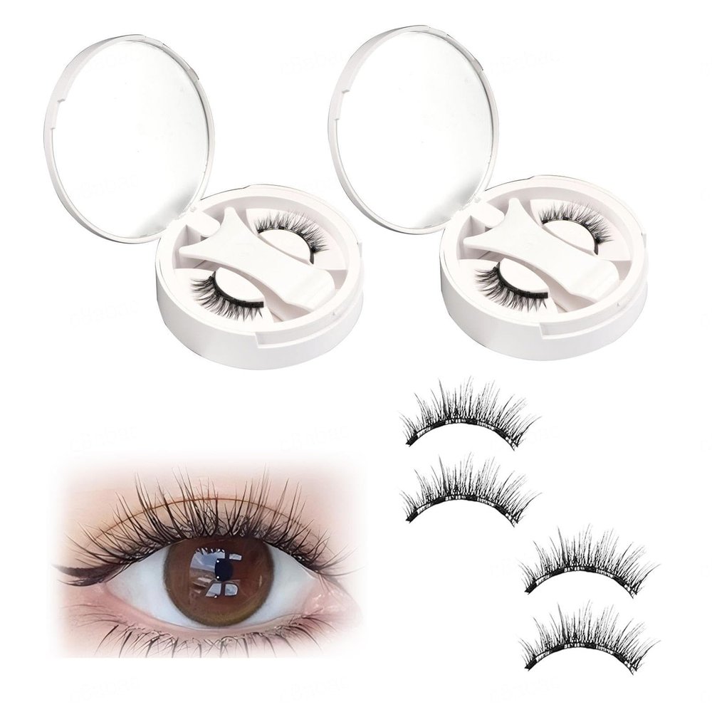 CUCUKAKA 2 Pairs Magnetic Lashes with Applicator, Glue-Free, Natural Look