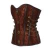 ZONABSQQ Women's Leather Gothic Steampunk Pirate Corset with Steel Boning and Chain (2837-Brown, L) view 3