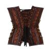 ZONABSQQ Women's Leather Gothic Steampunk Pirate Corset with Steel Boning and Chain (2837-Brown, L) view 4