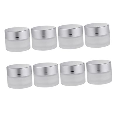 DECOMELODY 8-Piece Matte Glass Cosmetic Jars for Creams and Lotions