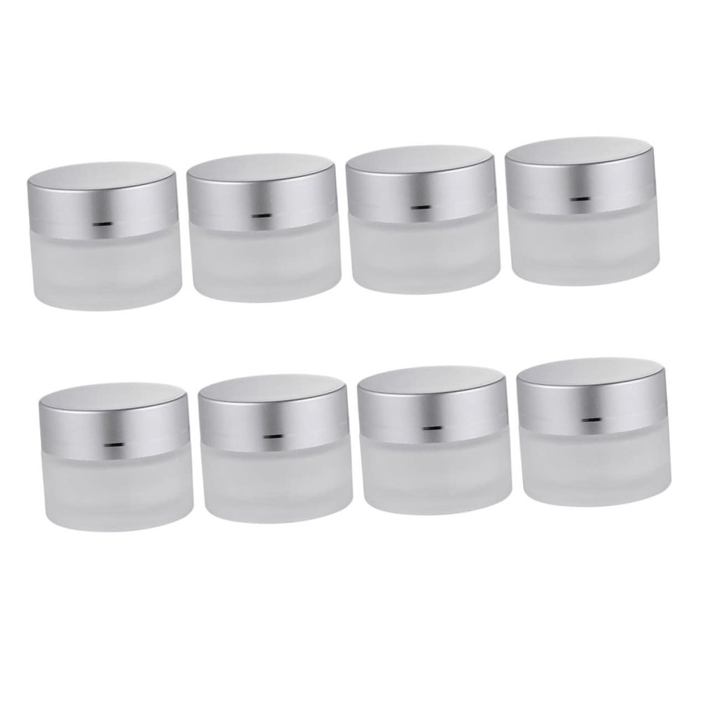 DECOMELODY 8-Piece Matte Glass Cosmetic Jars for Creams and Lotions