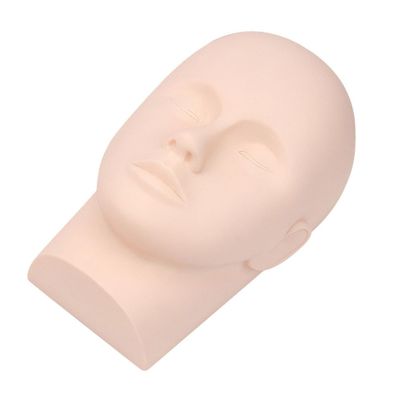 SKISUNO Silicone Mannequin Practice Head with Massage Function for Eyelash Extensions, 3D Beige Makeup Head