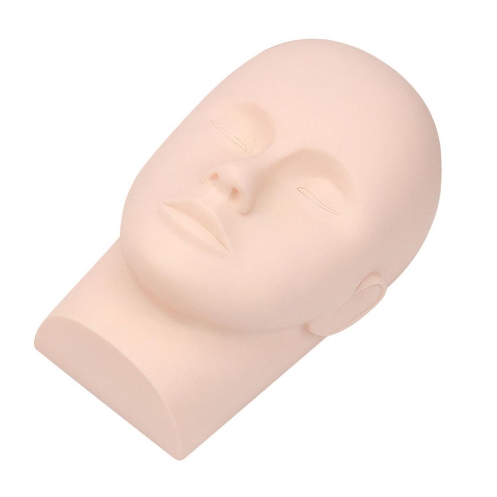 SKISUNO Silicone Mannequin Practice Head with Massage Function for Eyelash Extensions, 3D Beige Makeup Head