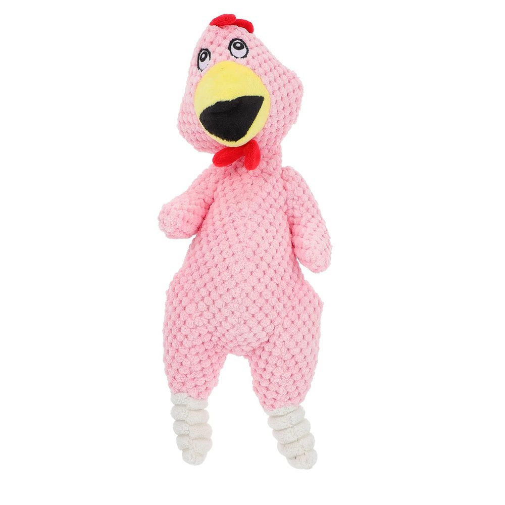 EXAOMBLE Plush Squeaky Chick Dog Toy, Durable Interactive Toy for Dogs, Pink