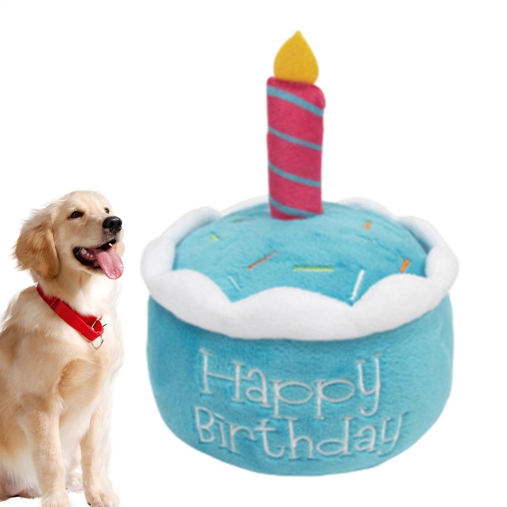 Dog Birthday Cake Toy - Plush Chew Toy for Dogs