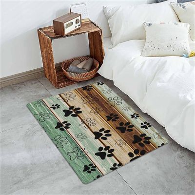 Hixingo Pet Bowl Mat, Absorbent Non-Slip Washable, Wood Grain, Green, 20 x 30 cm