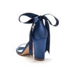 Women's Burgundy Satin Wedding Shoes, Low Block Heel, Open Toe, EU 37 view 4