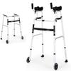 Folding Walker with Wheels and Armrests, Adjustable Walking Aid with Stand-Up Support view 1
