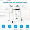 Folding Walker with Wheels and Armrests, Adjustable Walking Aid with Stand-Up Support view 4
