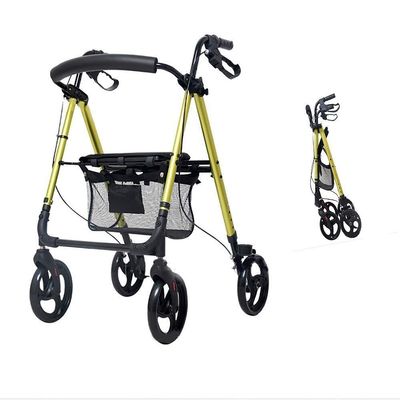 Height-Adjustable 4-Wheel Folding Aluminum Rollator Walker