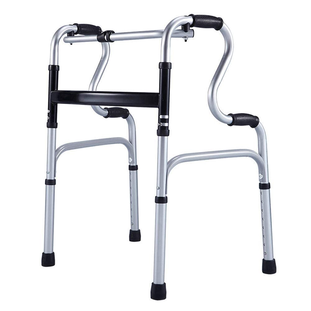 Folding Walker with Wheels, Adjustable Mobility Aid with Storage