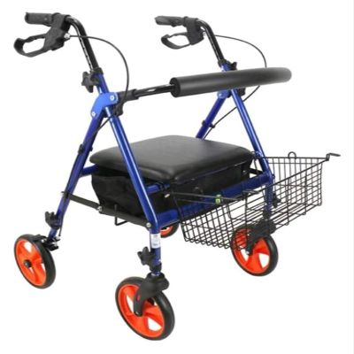 Upright Rollator Walker with Seat, Foldable Shopping Cart