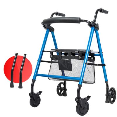 Rollator for Seniors with Padded Seat, 136 kg Weight Capacity – Lightweight Folding Rollator with Adjustable Seat and Handle, 6-Inch Solid Wheels
