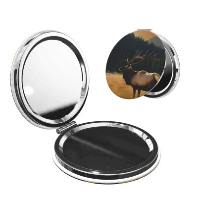 LHDGBNV Elk in the Meadow Folding Pocket Mirror for Women, Portable Mini Makeup Mirror with 1x and 2x Magnification