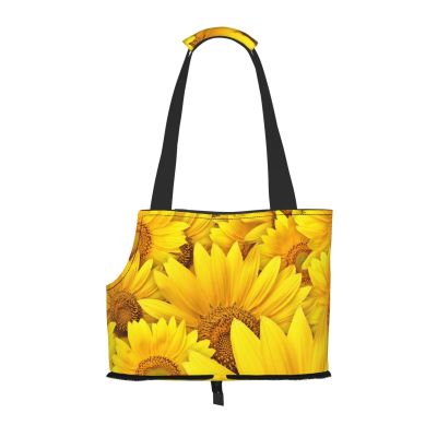 Foldable Cat Carrier for Dogs, Sunflower, Waterproof, Breathable Travel Bag for Small Dogs