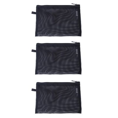YONBEN Mesh Cosmetic Bag for Makeup, Wallet and Travel Organization, Zipper, Black, Large