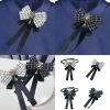 KMGDM Elegant Plaid Rhinestone Bow Tie, Pre-Tied, Adjustable, Black, 14 x 23 cm view 2