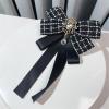 KMGDM Elegant Plaid Rhinestone Bow Tie, Pre-Tied, Adjustable, Black, 14 x 23 cm view 3