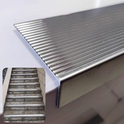 ENHEN L-Shaped Stair Edge Protector, Wide Stainless Steel, Anti-Slip Concrete/Cement Tile Stair Cap, 100–190 cm (L-170 cm/67 in, W-4 cm/1 5/8 in)