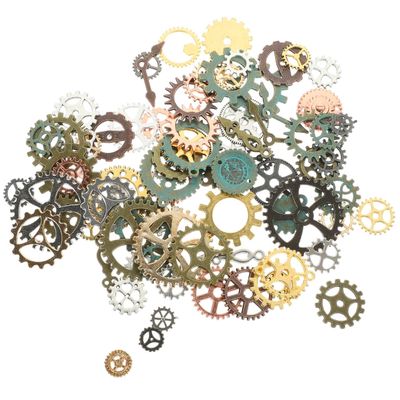 HAPINARY Steampunk Metal Gear Charms DIY Jewelry Accessories, 4 Bags, Alloy, for Nail Design and Cosplay, Punk Wall Decor, Random Color