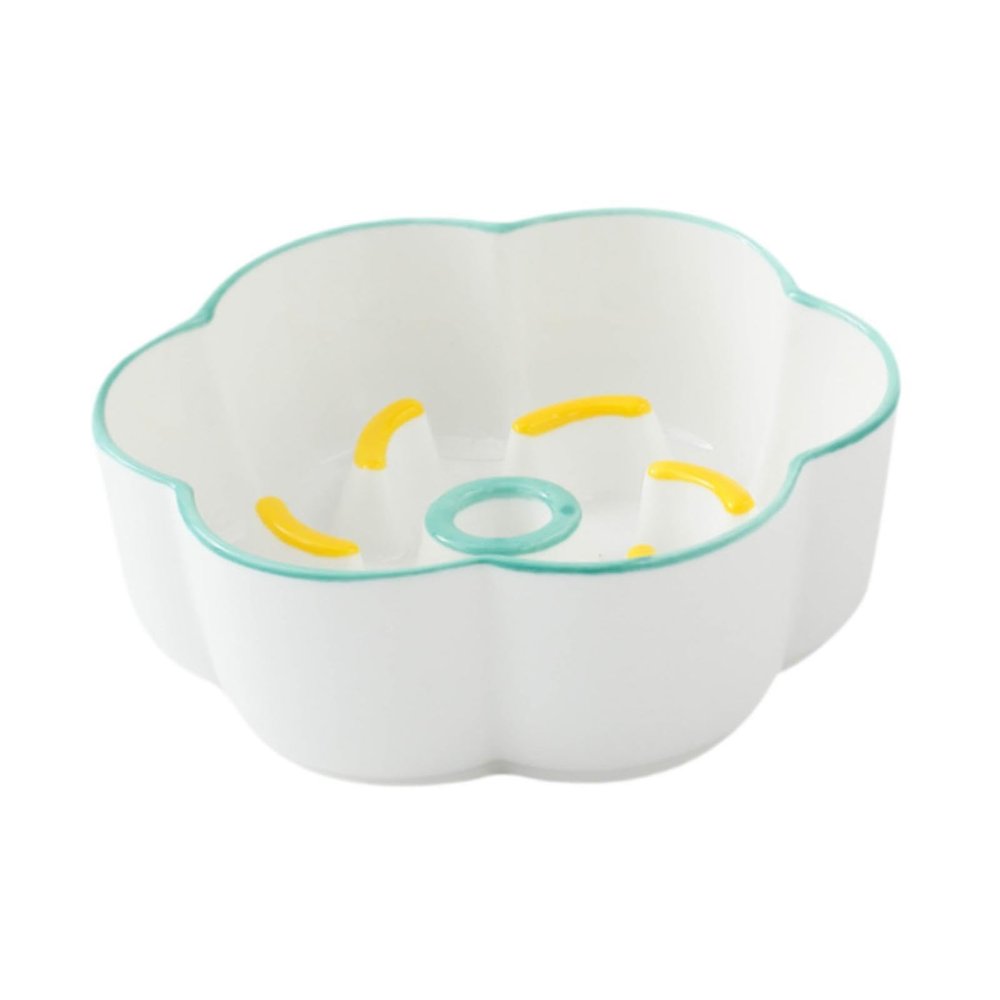 Folpus Pet Slow Feeder Bowl, Green and Yellow