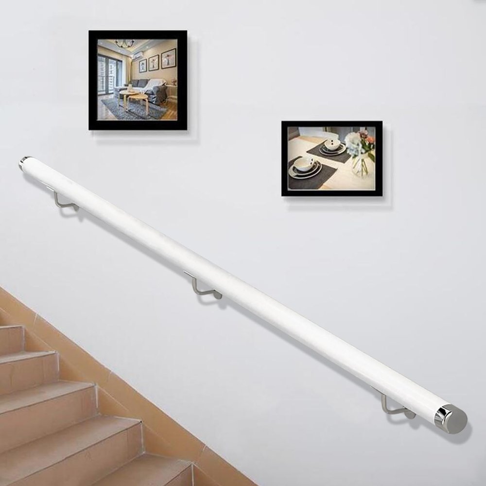 Round Non-Slip Wooden Stair Handrail with Complete Support Set for Children