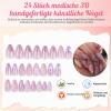 Ceboic 3D Handmade French Pink Press-On Nails with Charms, Medium Almond view 2