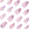 Ceboic 3D Handmade French Pink Press-On Nails with Charms, Medium Almond view 3