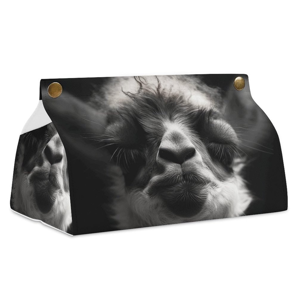 Leather Tissue Box Cover, Rectangular Decorative “A Little Camel”