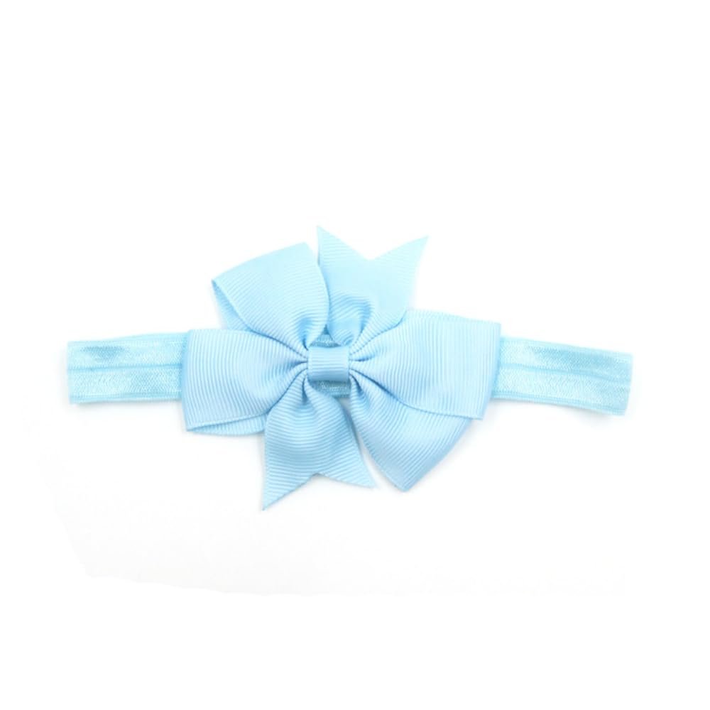 Anevous 30-Piece Baby Bow Headband Set, Turban-Style Hair Bows, Newborn to Toddler, Light Blue