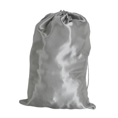 Satin Storage Bag for Wigs or Hair Bundles, Drawstring Travel Bag, 25 x 35 cm, Gray, 2-Pack