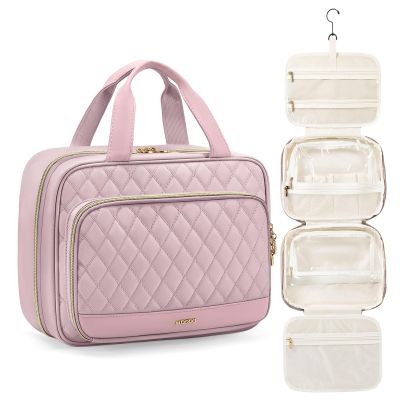 MDODO Hanging Travel Toiletry Bag, Makeup Bag for Women, Pink-Purple, 7 L