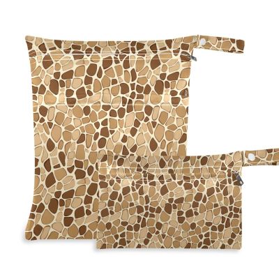 aidingzhi Washable Baby Bags, 2-Pack, Travel Essentials with Handles for Beach and Swimming, Giraffe Pattern, Brown 2