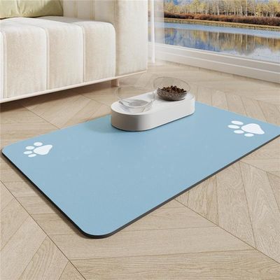 Pet Feeding Mat, Non-Slip Waterproof Mat for Dog and Cat Food and Water Bowls, Blue, 50 x 80 cm