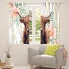 Homewish Highland Cow Curtains, 54 x 46 in (H x W), Children's Wild Animal Pattern Room-Darkening Curtains, Botanical Flowers and Small Farm Animals, 2 Panels view 3