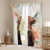 Homewish Highland Cow Curtains, 54 x 46 in (H x W), Children's Wild Animal Pattern Room-Darkening Curtains, Botanical Flowers and Small Farm Animals, 2 Panels view 4